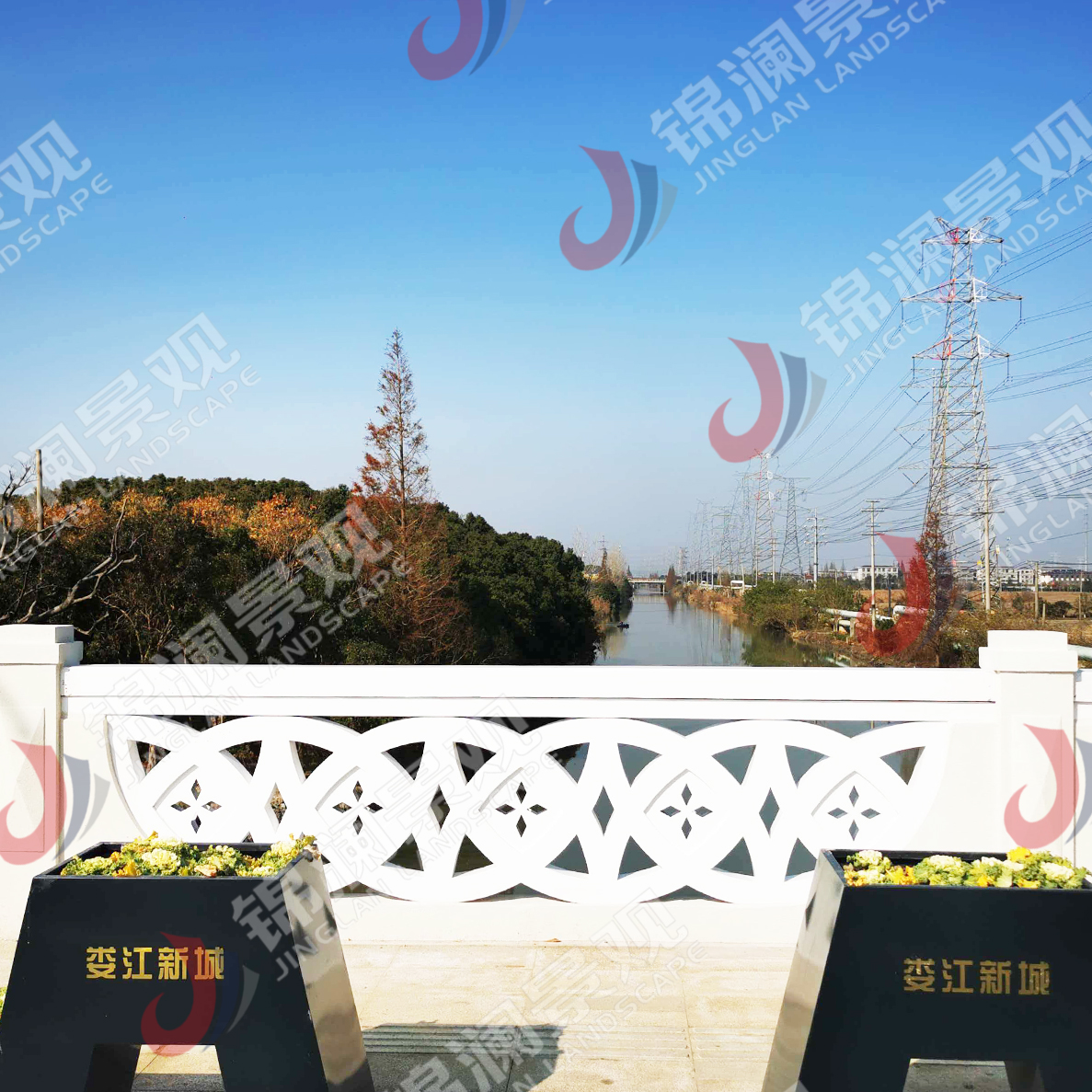 景观栏杆,桥梁装饰,铸造石,晶铸石,精铸石,铝合金栏杆,铝合金防撞护栏,UHPC装饰挂板,UHPC清水板,GRC